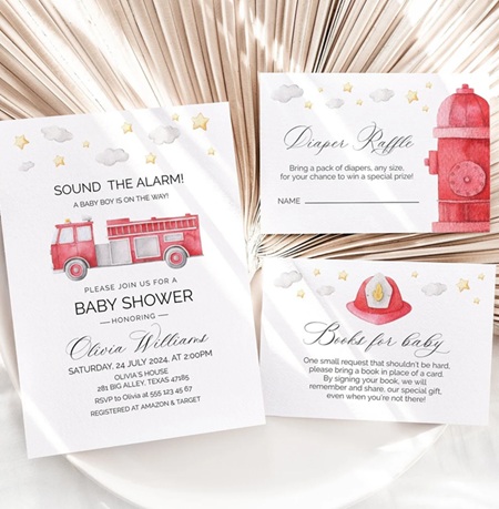 Firetruck Baby Shower Invitation