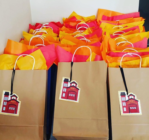 fire truck baby shower favor bags