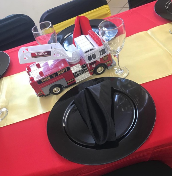 fire truck toy centerpiece