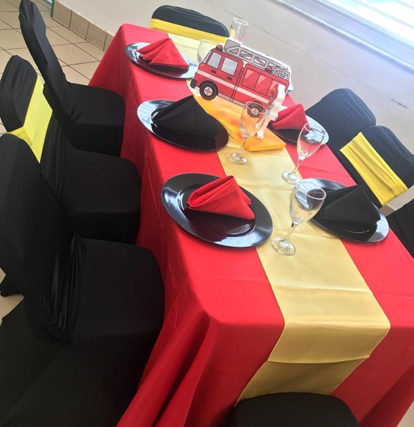 firefighter baby shower tables