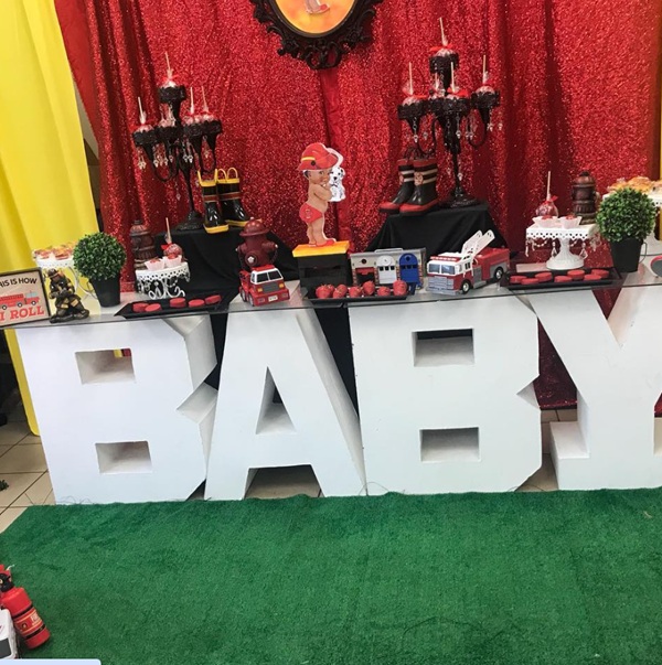 little Firefighter baby shower set up