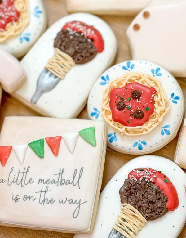CUTEST Cookies for A Little Meatball is on the Way Baby Shower