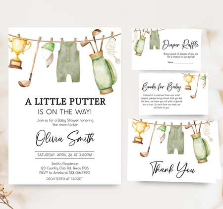 Editable Golf Baby Shower Invitation Bundle