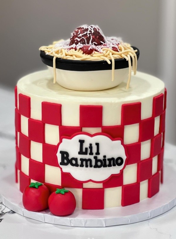 Italian themed baby shower cake for a bambino on the way