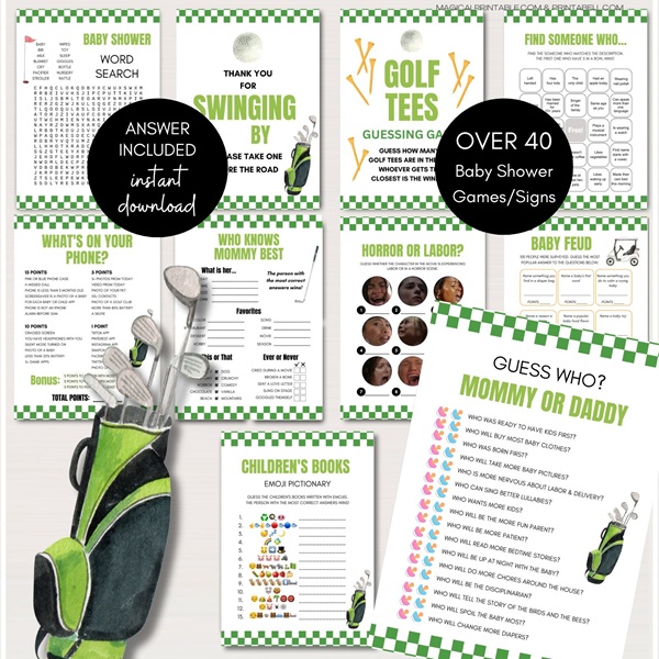 golf baby shower games New To The Club little caddie