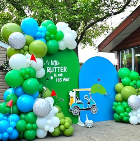 little putter is on the way balloon garland