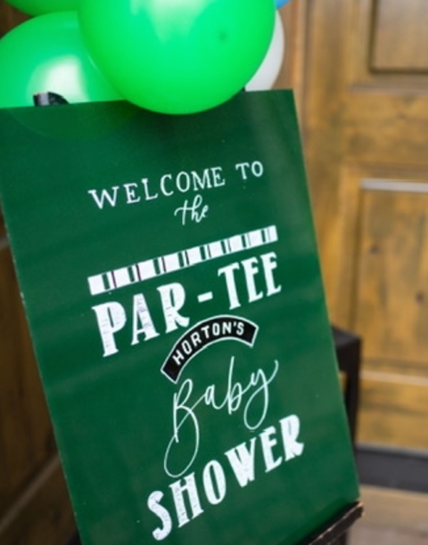 par tee baby shower welcome sign