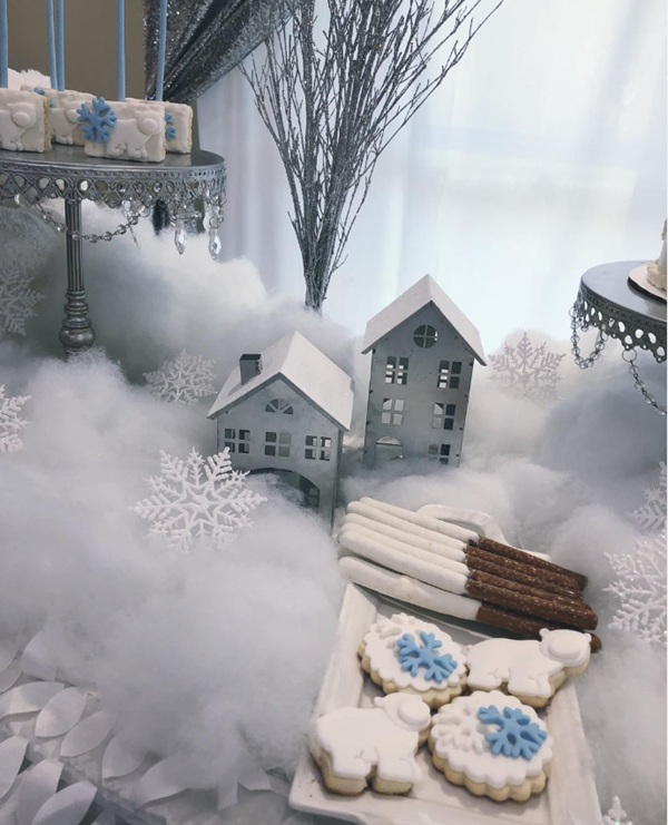 winter it takes a village baby shower dessert