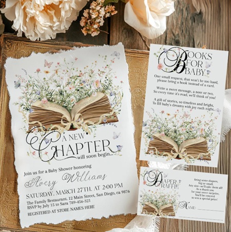 New Chapter Begins Baby Shower Invitation Bundle