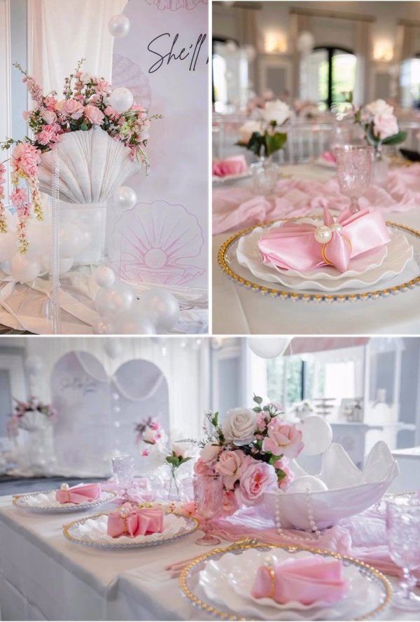 A Little Pearl Is On Her Way baby shower in shimmer and elegance