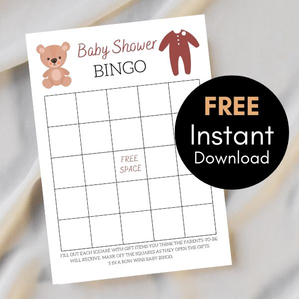 FREE Teddy Bear Baby Shower Bingo Printable