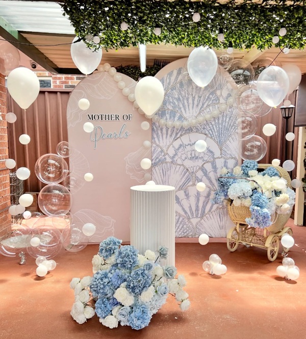 Mother of pearl themed baby shower