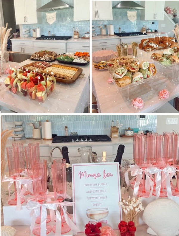 sweetest baby girl pearl themed food and momosa