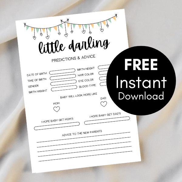 Free Baby Prediction and Advice Card Printable for Baby Showers