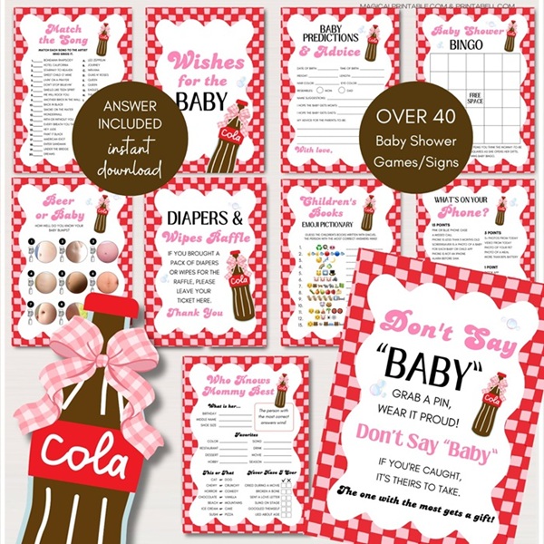 Retro She is about to pop soda baby shower games Package