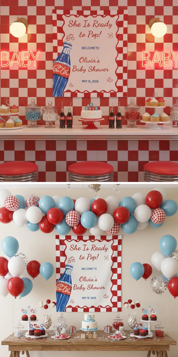 custom Ready to Pop Baby Shower Banner