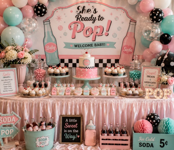 retro soda pop baby shower decors