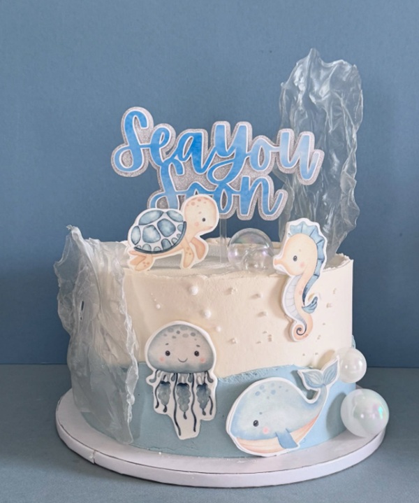 sea you soon baby shower cake