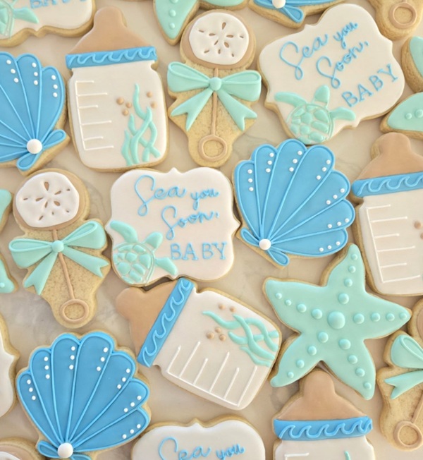 soft under sea cookies baby shower