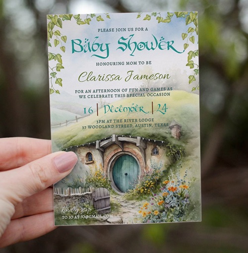 The hobbit baby shower invitation