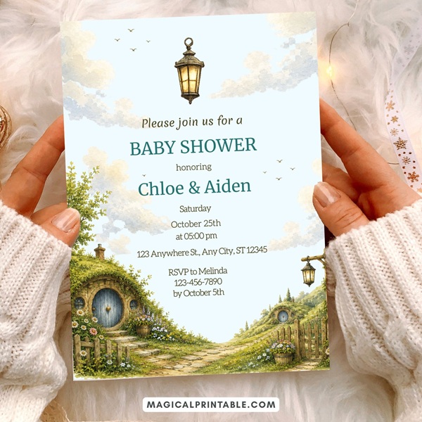 hobbit baby shower invitation