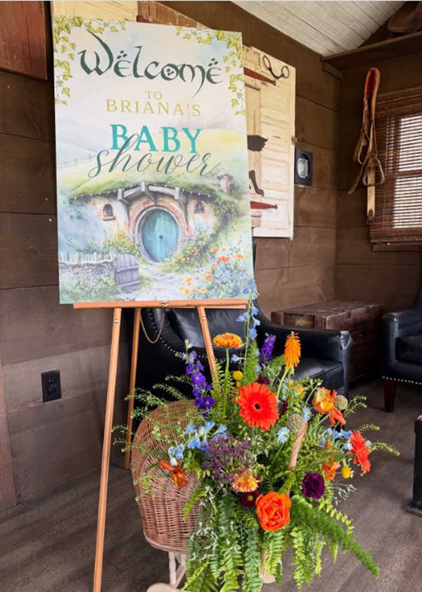 the hobbit theme baby shower welcome sign