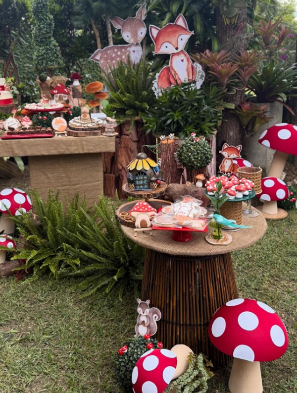 woodland decors with red mushrooms