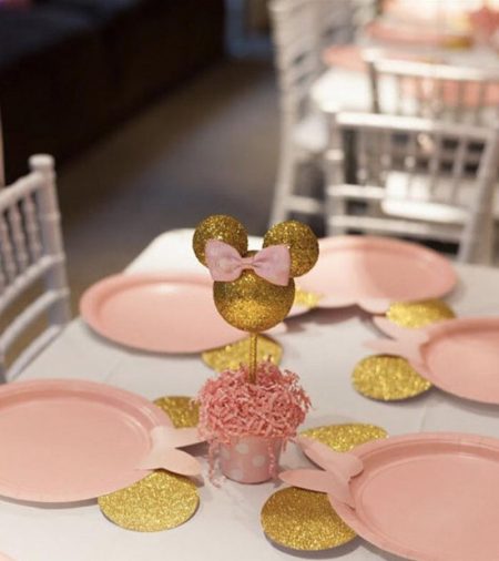 Pink and Gold Minnie Mouse Plate Sets