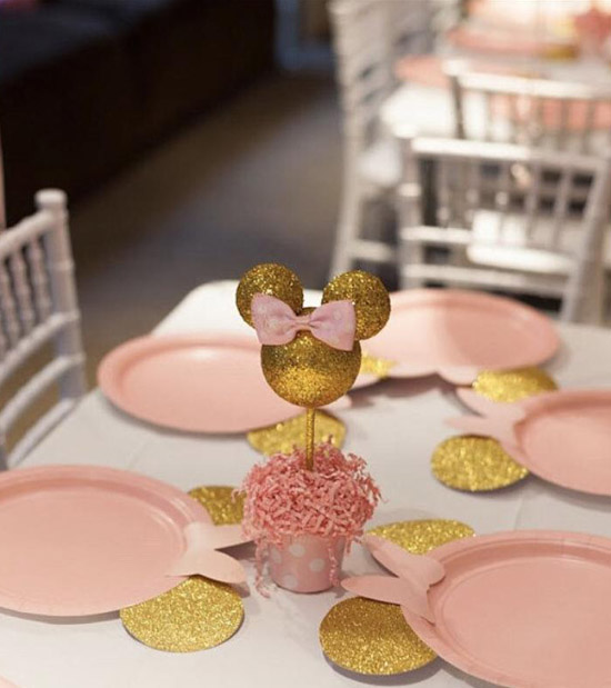 Pink and Gold Minnie Mouse Plate Sets