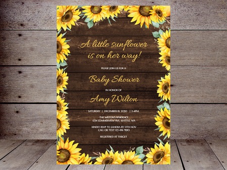 a little sunflower is on the way invitation