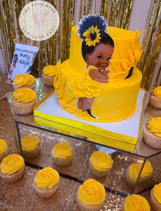 beautiful sunflower baby shower cake