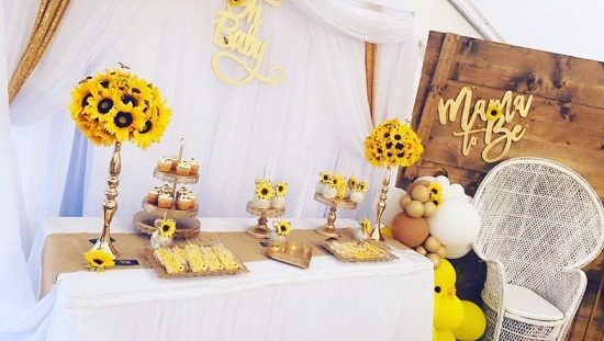 elegant sunflower dessert table