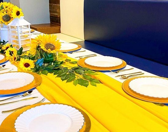 sunflower themed guest table