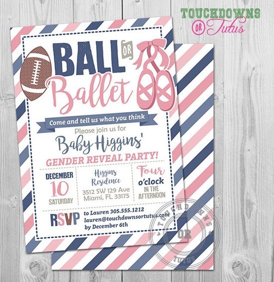 Ball or Ballet Gender Reveal Party Invitation