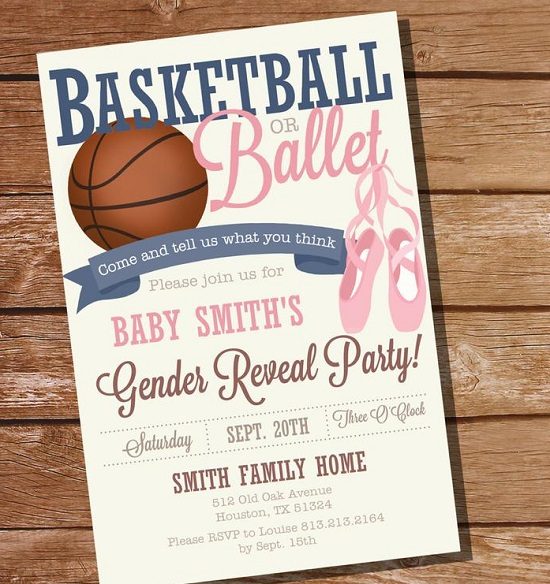 Basketball or Ballet Gender Reveal Party Invitation