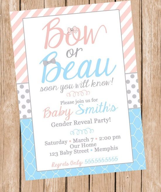 Bow or Beau Gender Reveal Invite