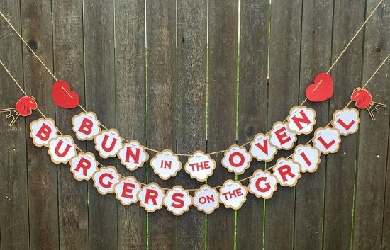 Bun In The Oven or Burgers On The Grill Gender Reveal Banner