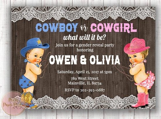 Cowboy or Cowgirl Gender Reveal Invitation