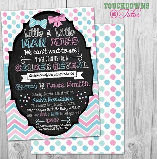 Little Man or Little Miss Invitations Gender Reveal