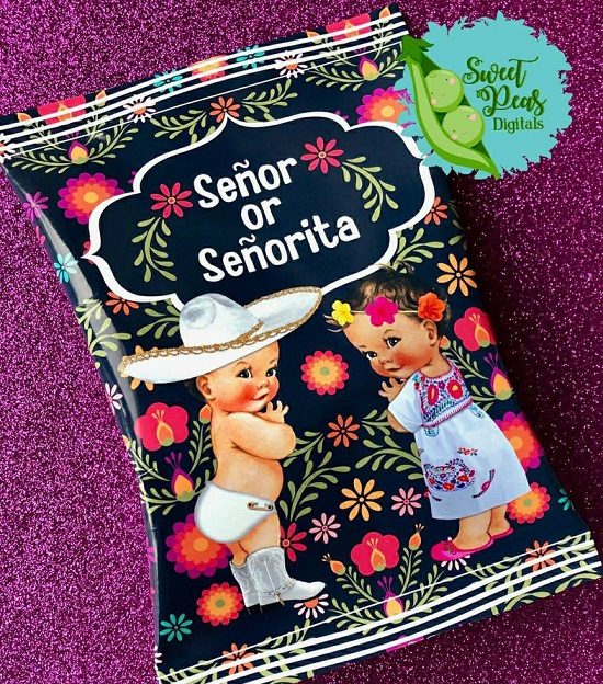 Senor or Senorita Gender Reveal Printable Chip Bag