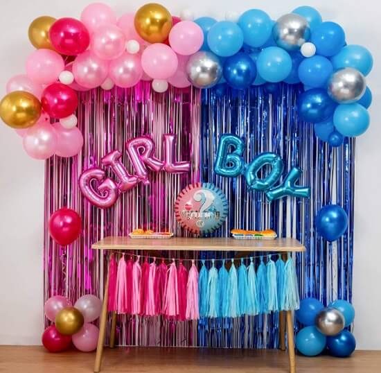 pink or blue gender reveal balloons